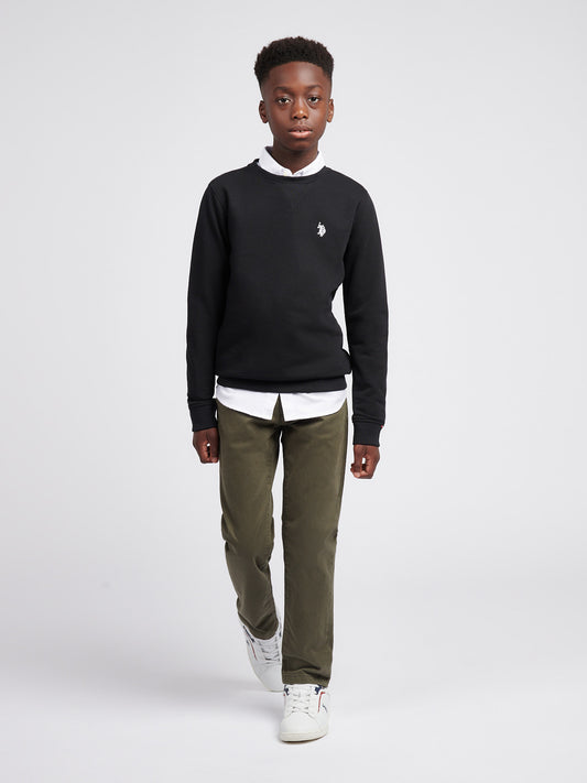 Boys Double Horsemen Crew in Black Bright White DHM