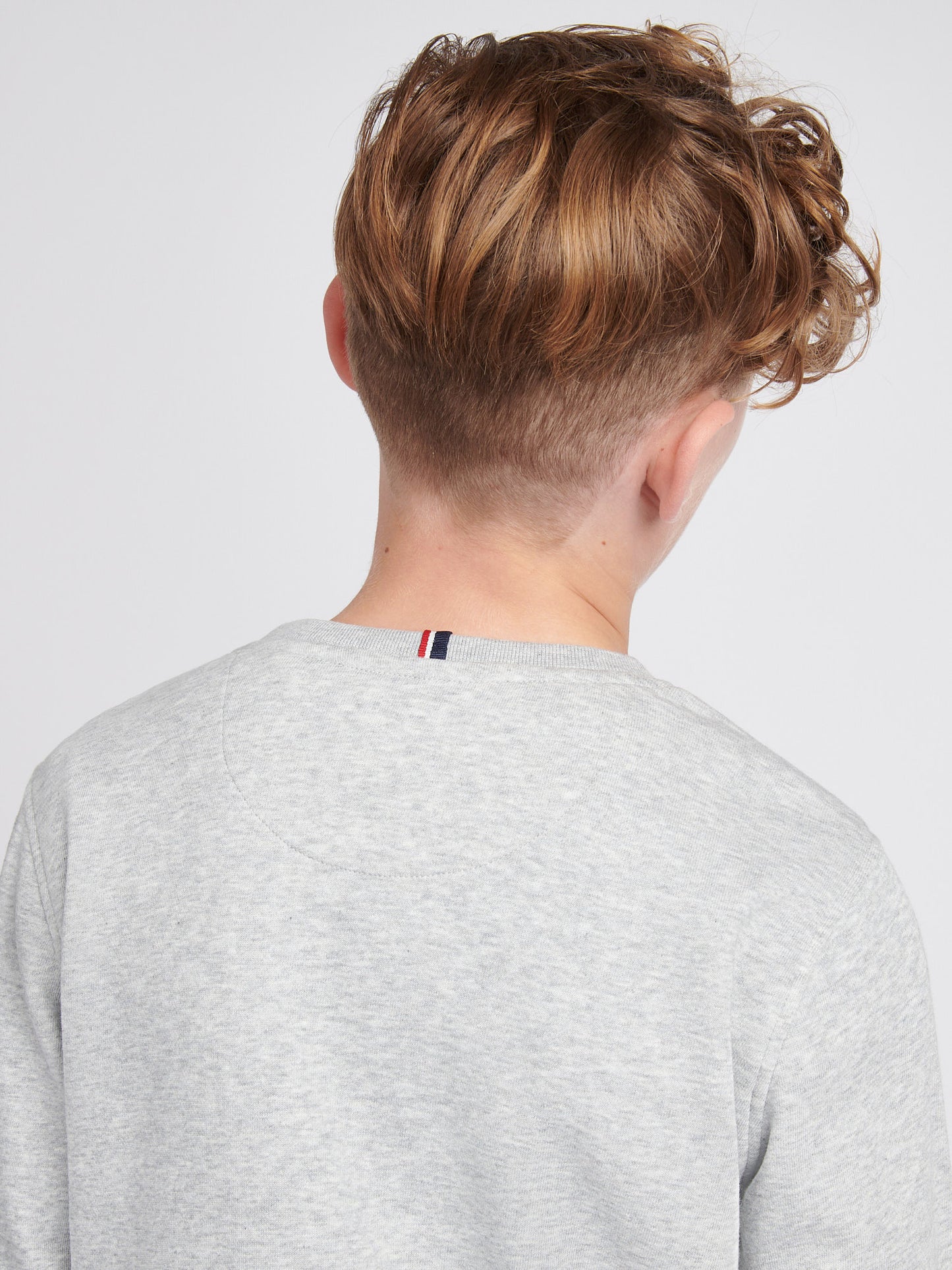 Boys Double Horsemen Crew in Mid Grey Marl