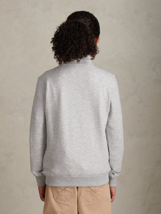 Boys Double Horsemen ¼ Zip in Mid Grey Marl