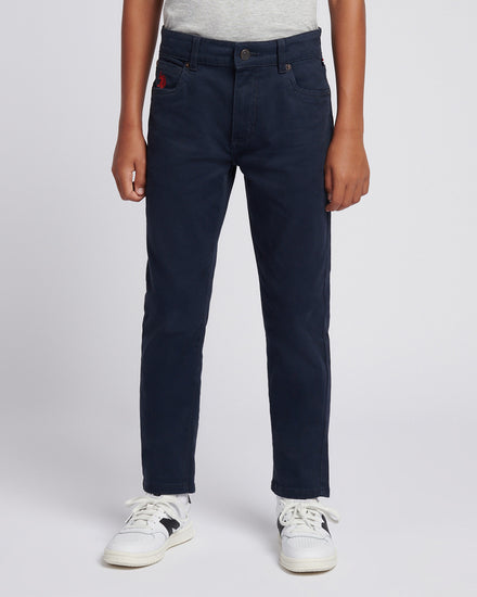 Boys Core 5 Pocket Trouser in Dark Sapphire Navy / Haute Red DHM