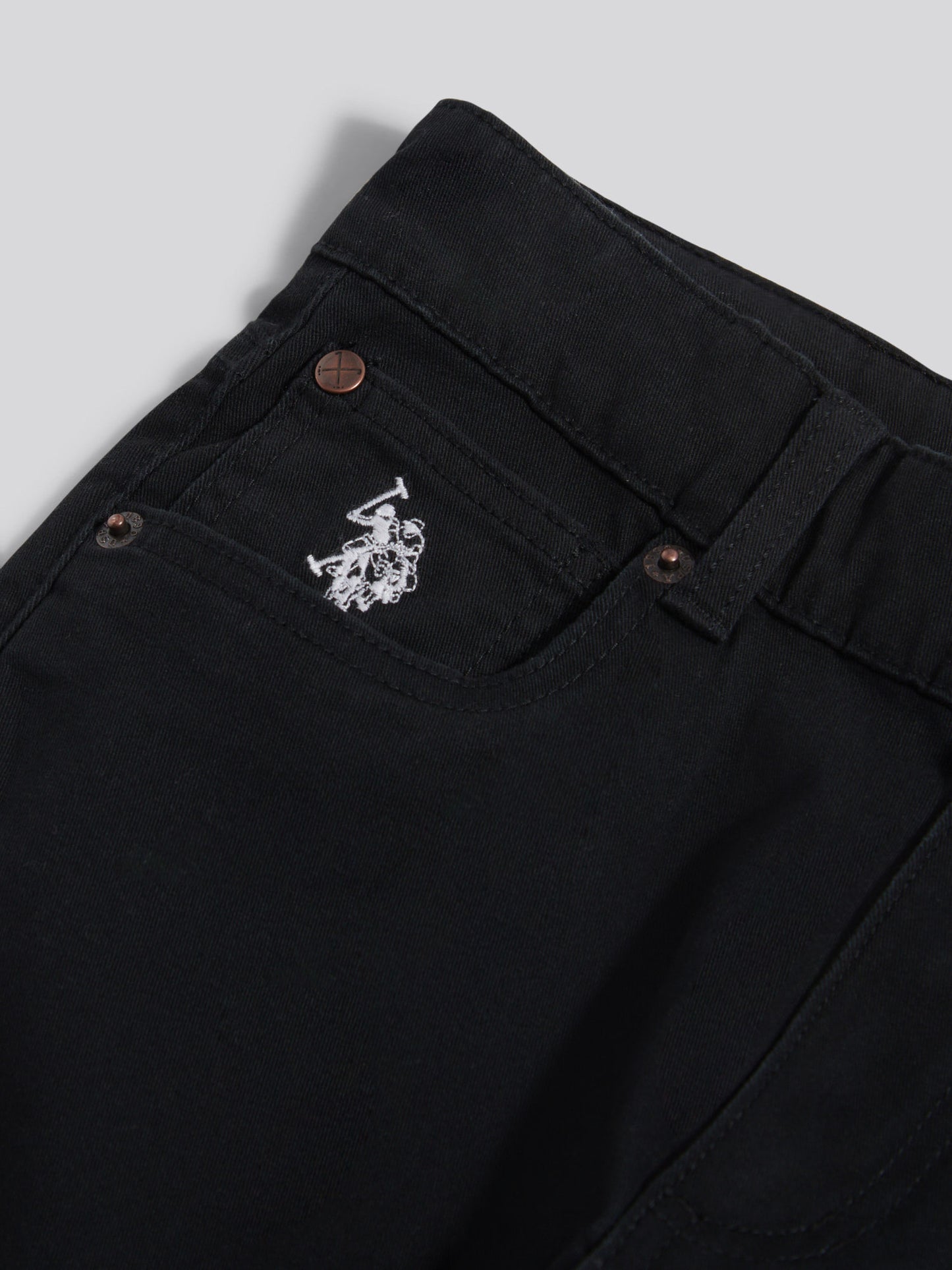Boys Core 5 Pocket Trouser in Black Bright White DHM