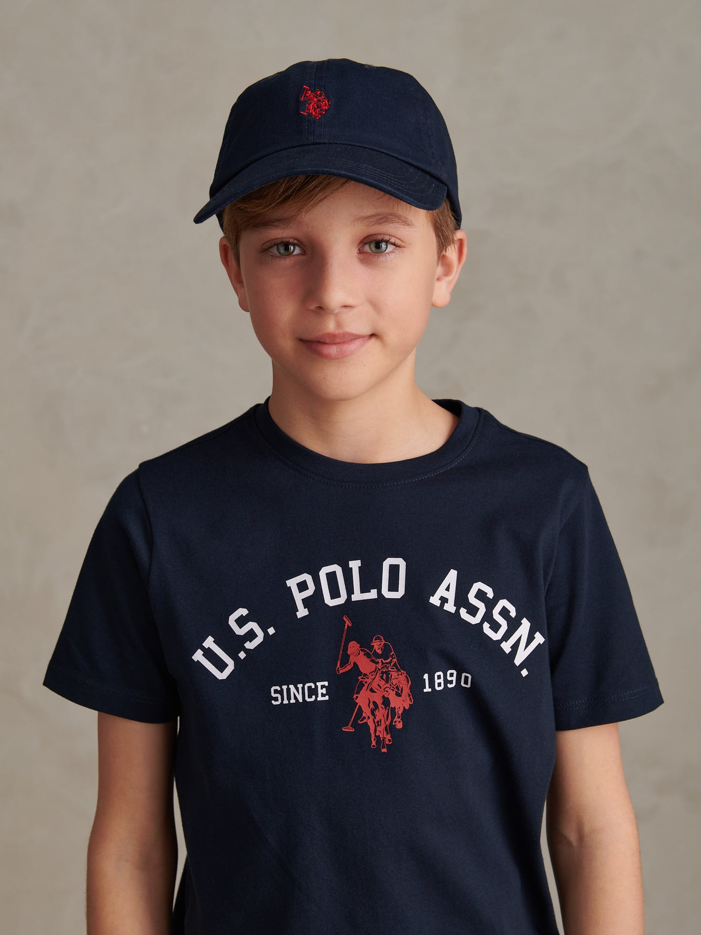 Boys Washed Outline Logo Cap Dark Sapphire Navy / Haute Red DHM
