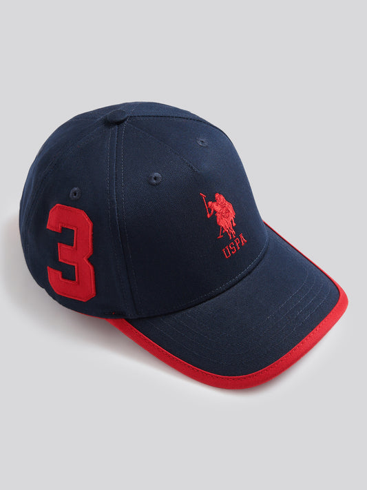 Boys Player 3 Baseball Cap Dark Sapphire Navy / Haute Red DHM