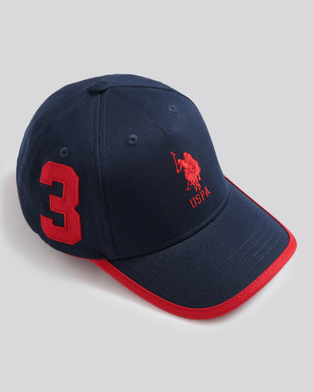 Boys Player 3 Baseball Cap Dark Sapphire Navy / Haute Red DHM
