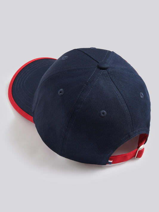 Boys Player 3 Baseball Cap Dark Sapphire Navy / Haute Red DHM