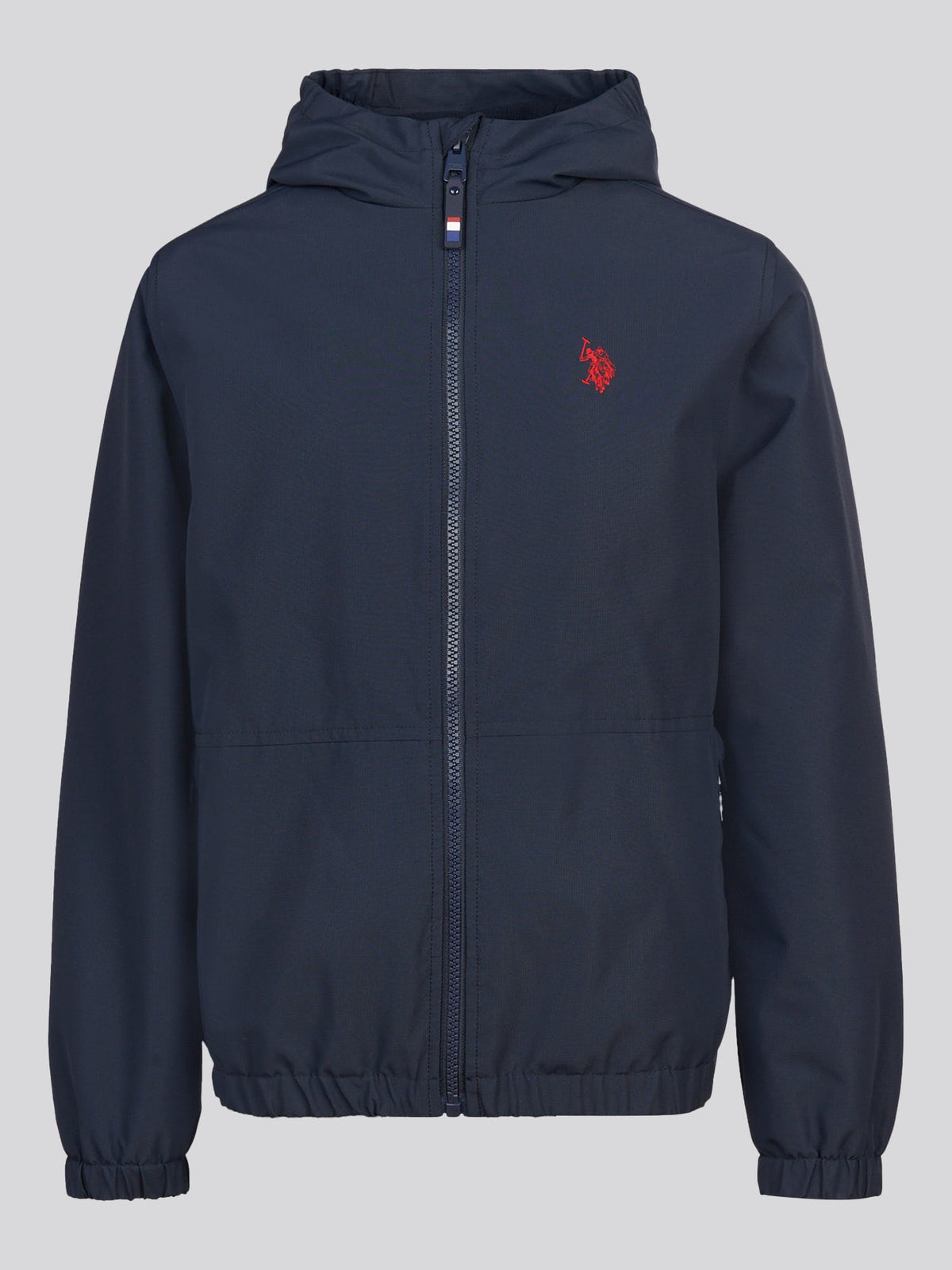 Boys Fleece Lined Windbreaker Jacket Dark Sapphire Navy / Haute Red DHM