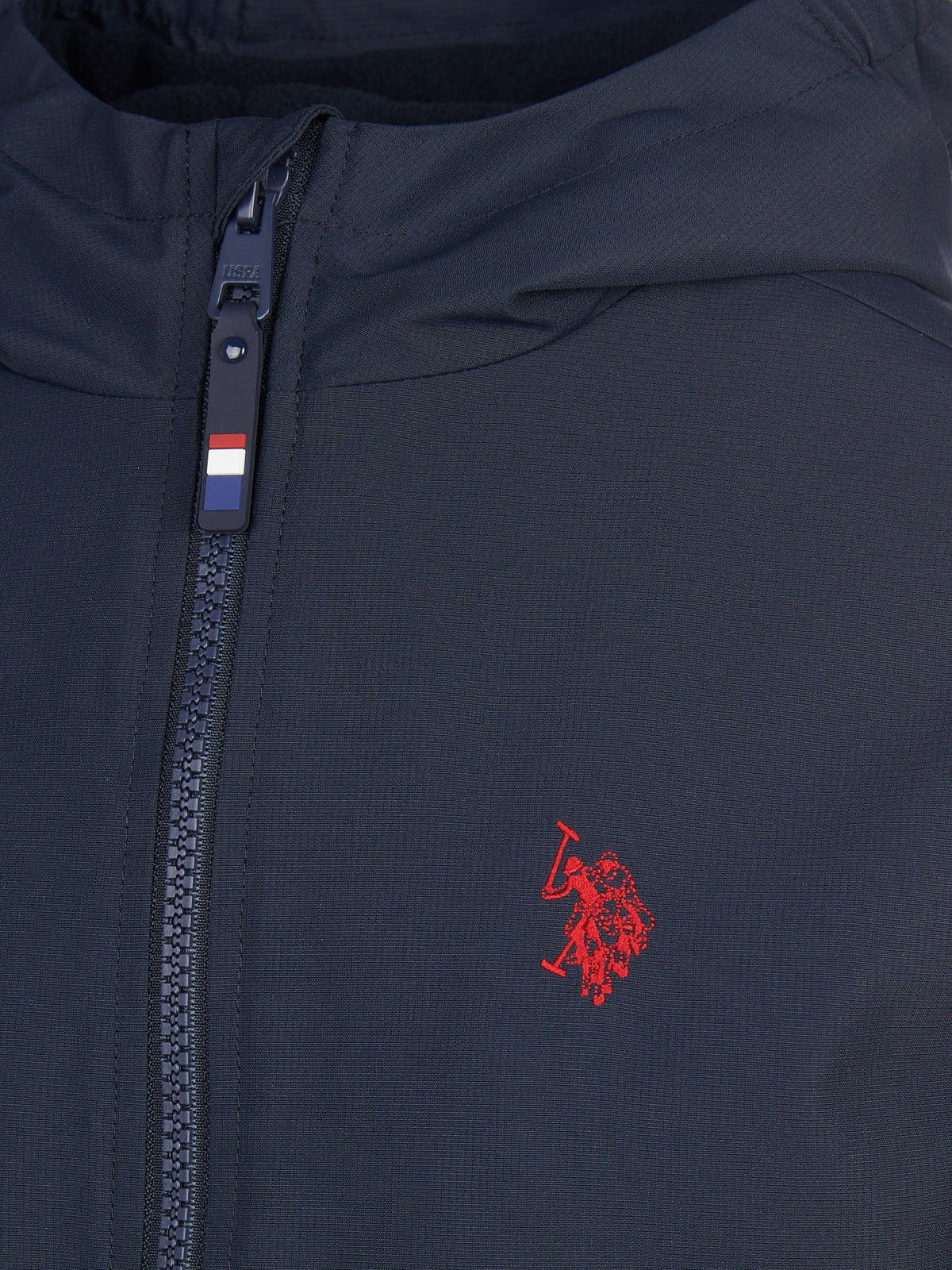Boys Fleece Lined Windbreaker Jacket Dark Sapphire Navy / Haute Red DHM