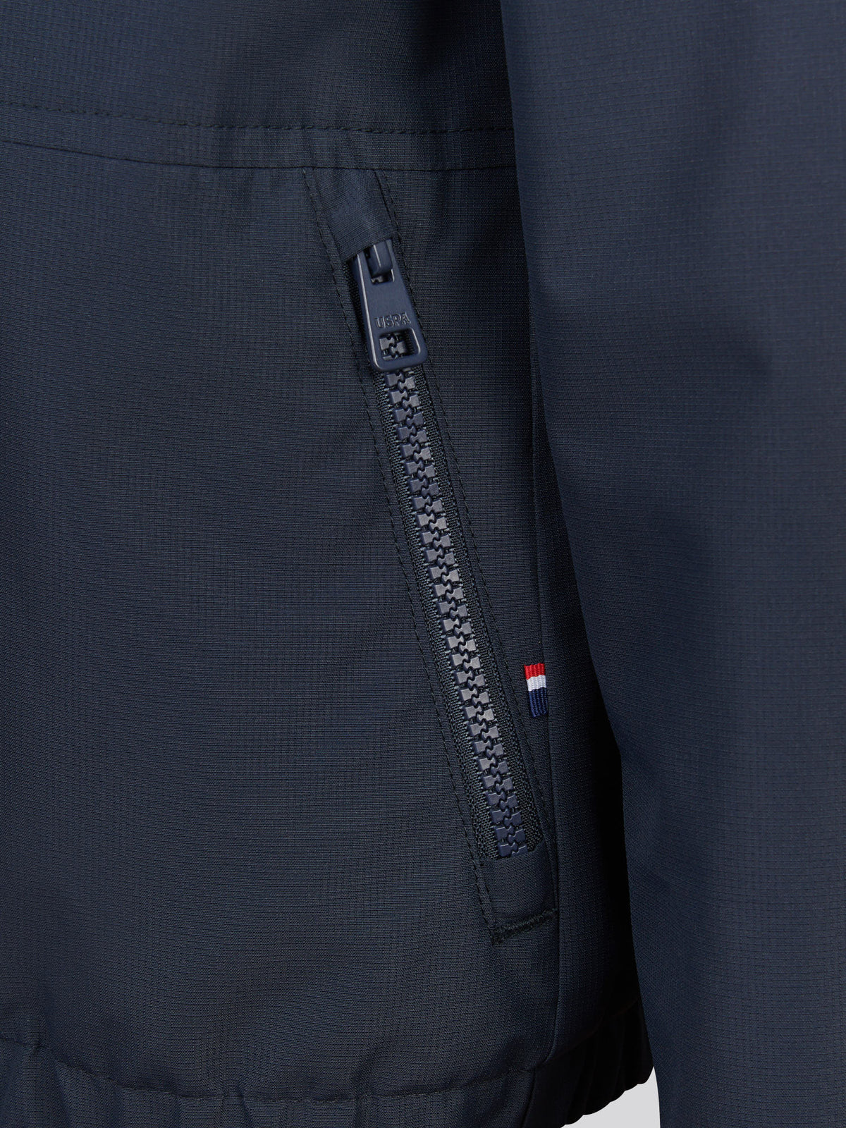 Boys Fleece Lined Windbreaker Jacket Dark Sapphire Navy / Haute Red DHM