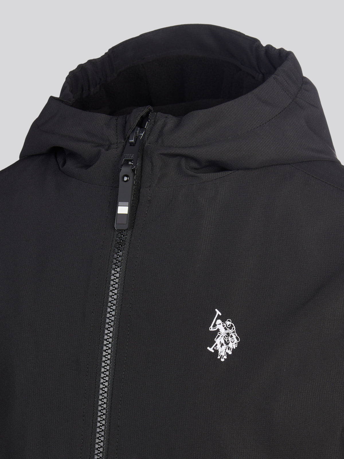 Boys Fleece Lined Windbreaker Jacket Black Bright White DHM