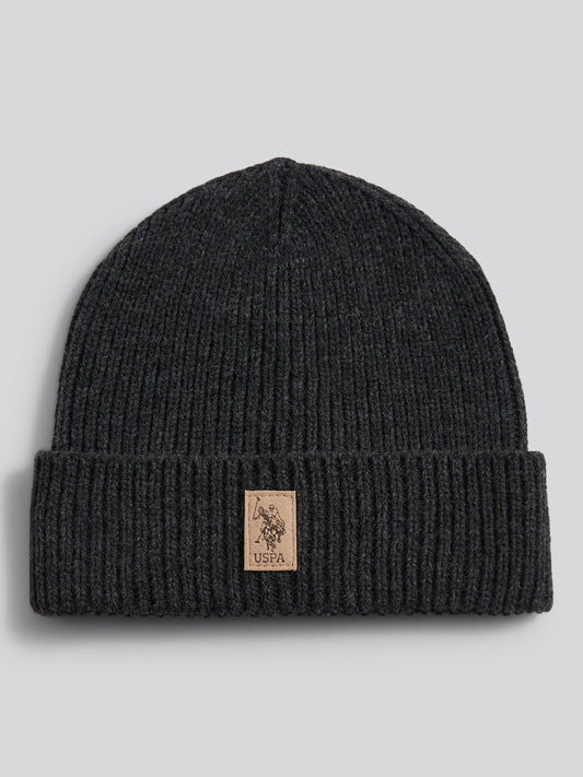 Boys Signature Double Horsemen Knit Beanie in Charcoal marl SB-60 B