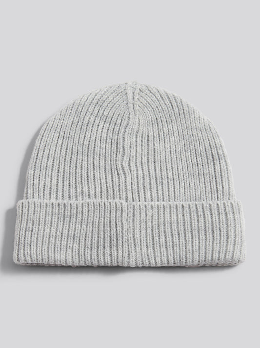 Boys Signature Double Horsemen Knit Beanie in Mid Grey Marl