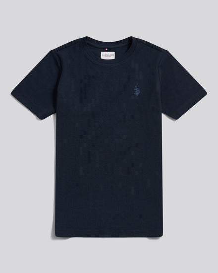 Boys Vertical Texture T-Shirt in Dark Sapphire Navy / Moonlight Blue DHM