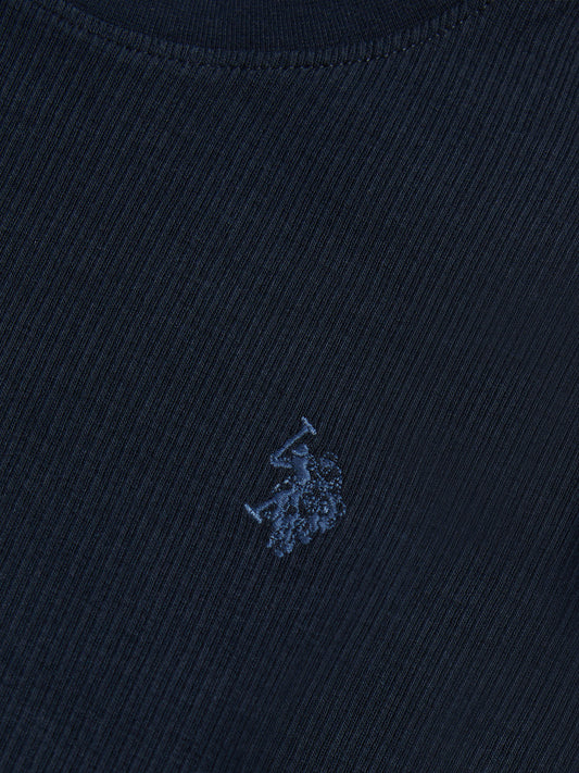 Boys Vertical Texture T-Shirt in Dark Sapphire Navy / Moonlight Blue DHM