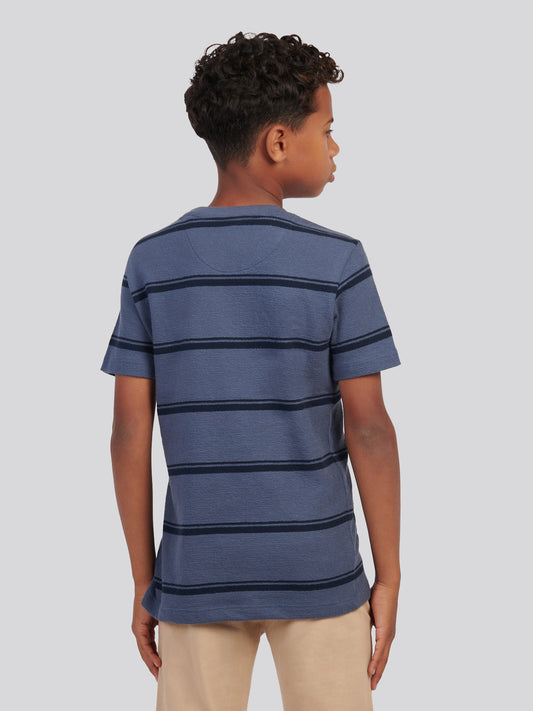 Boys Terry Stripe T-Shirt in Vintage Indigo