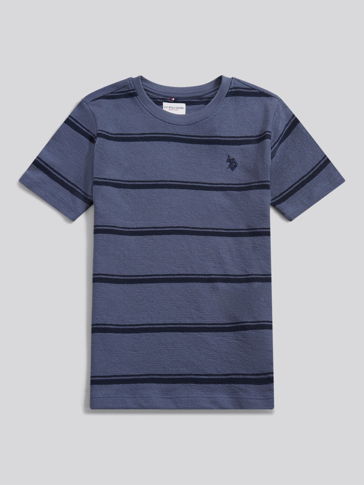 Boys Terry Stripe T-Shirt in Vintage Indigo