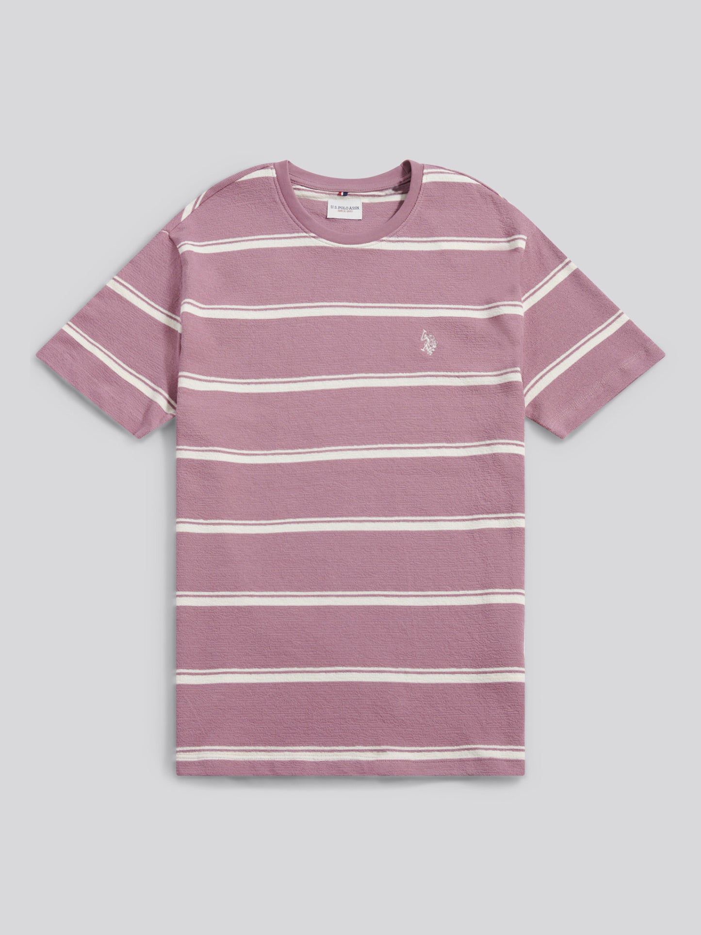 Boys Terry Stripe T-Shirt in Elderberry