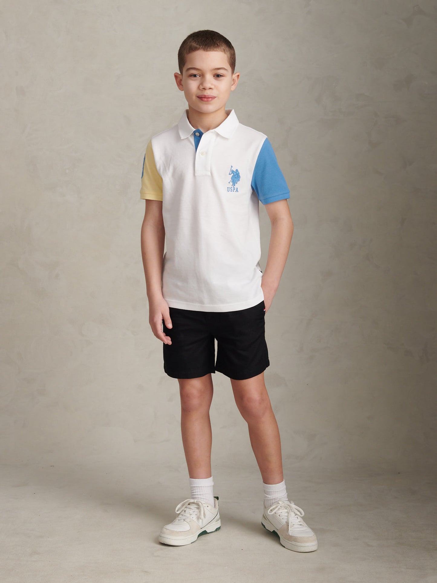 Boys Cotton Twill Drawstring Short in Black