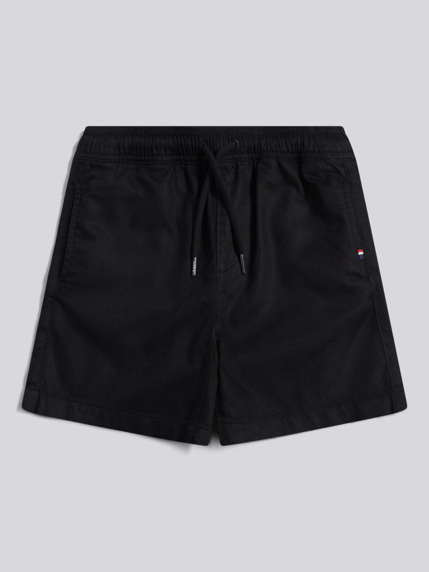 Boys Cotton Twill Drawstring Short in Black