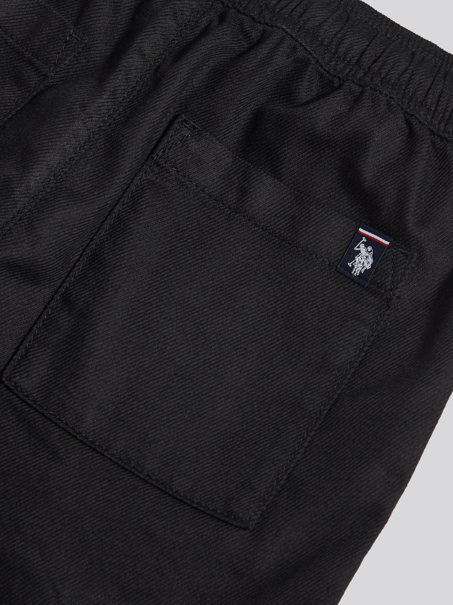 Boys Cotton Twill Drawstring Short in Black