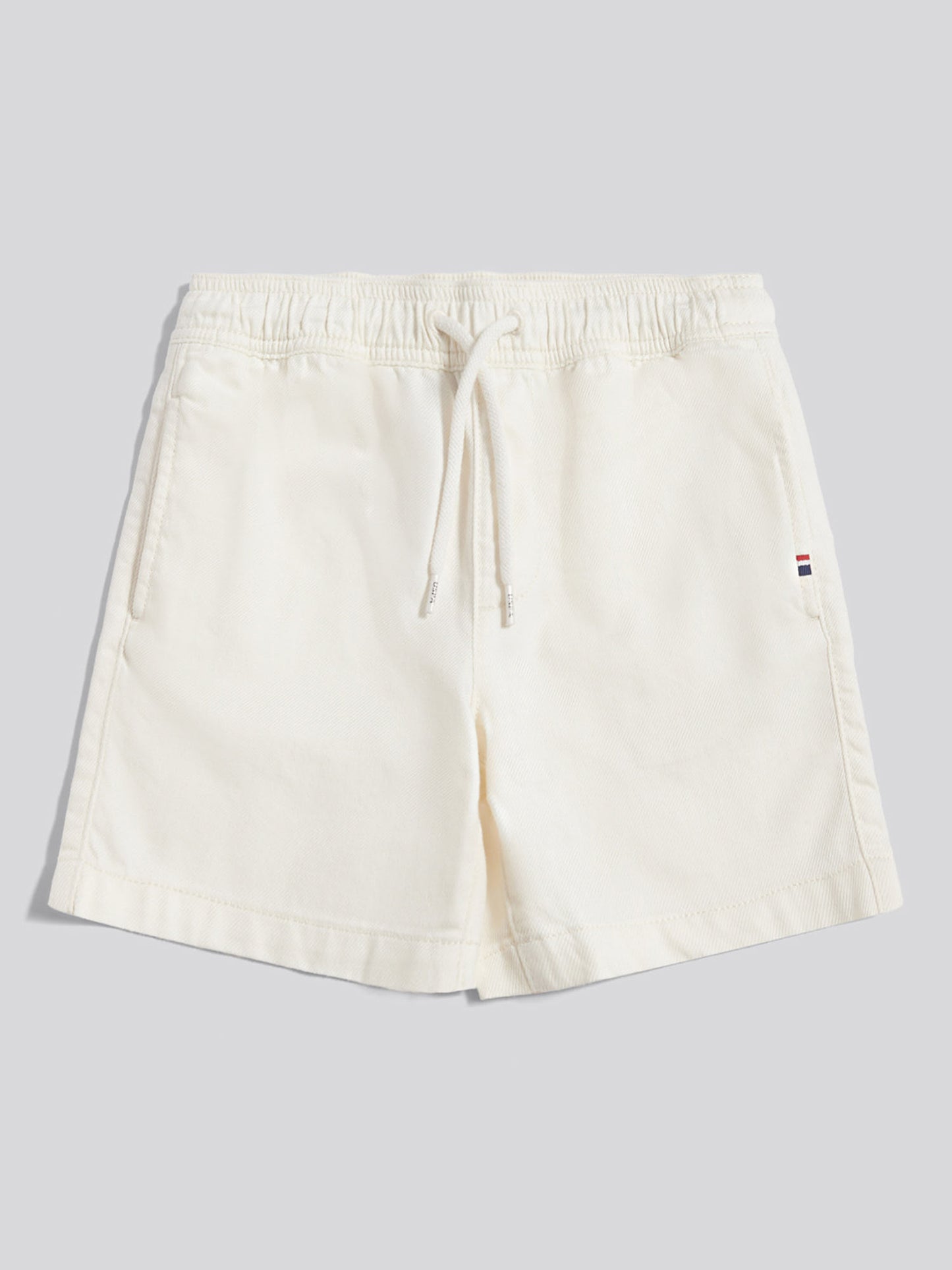 Boys Cotton Twill Drawstring Short in Whisper White