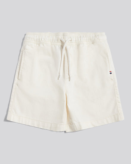 Boys Cotton Twill Drawstring Short in Whisper White