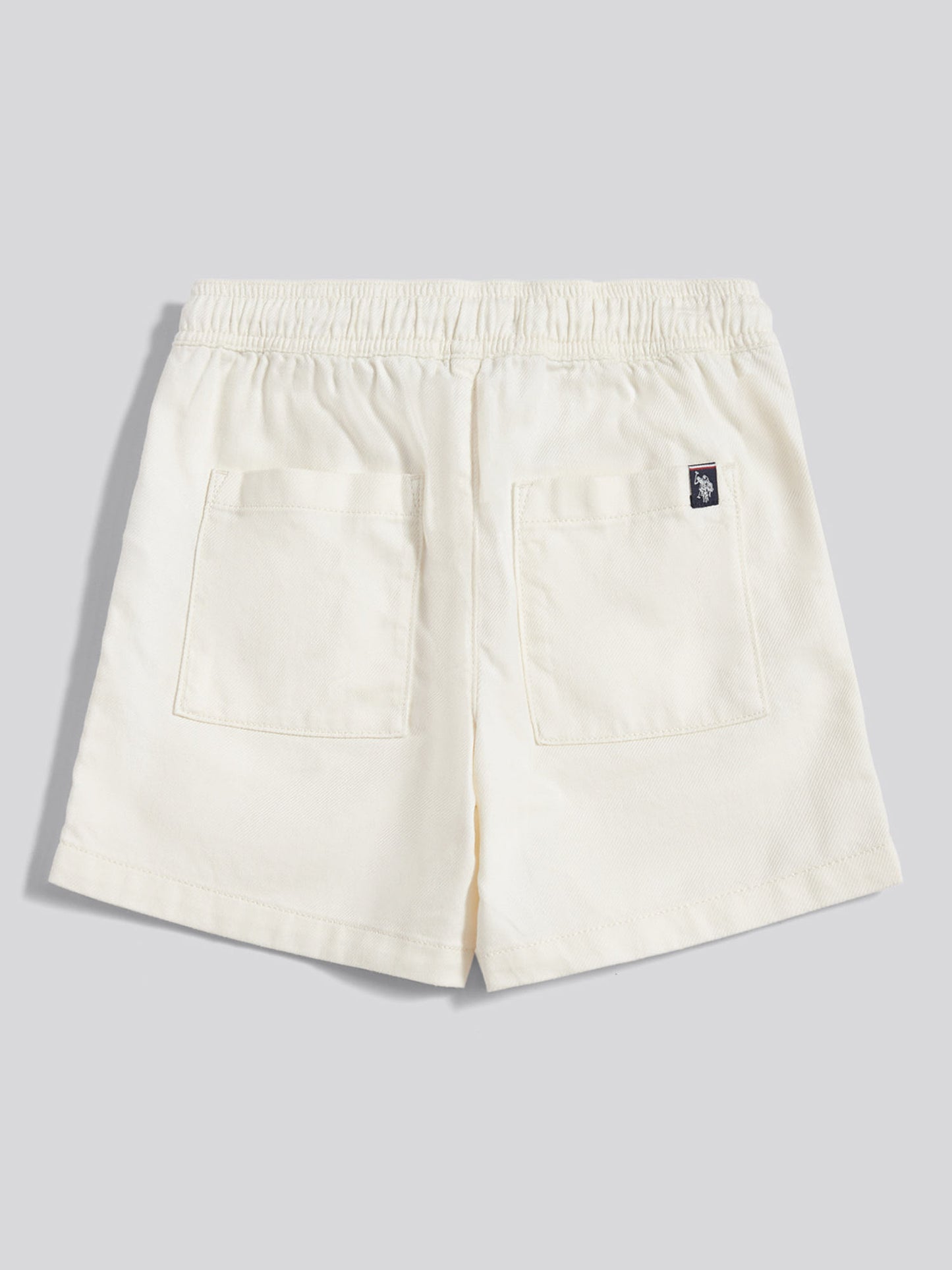 Boys Cotton Twill Drawstring Short in Whisper White