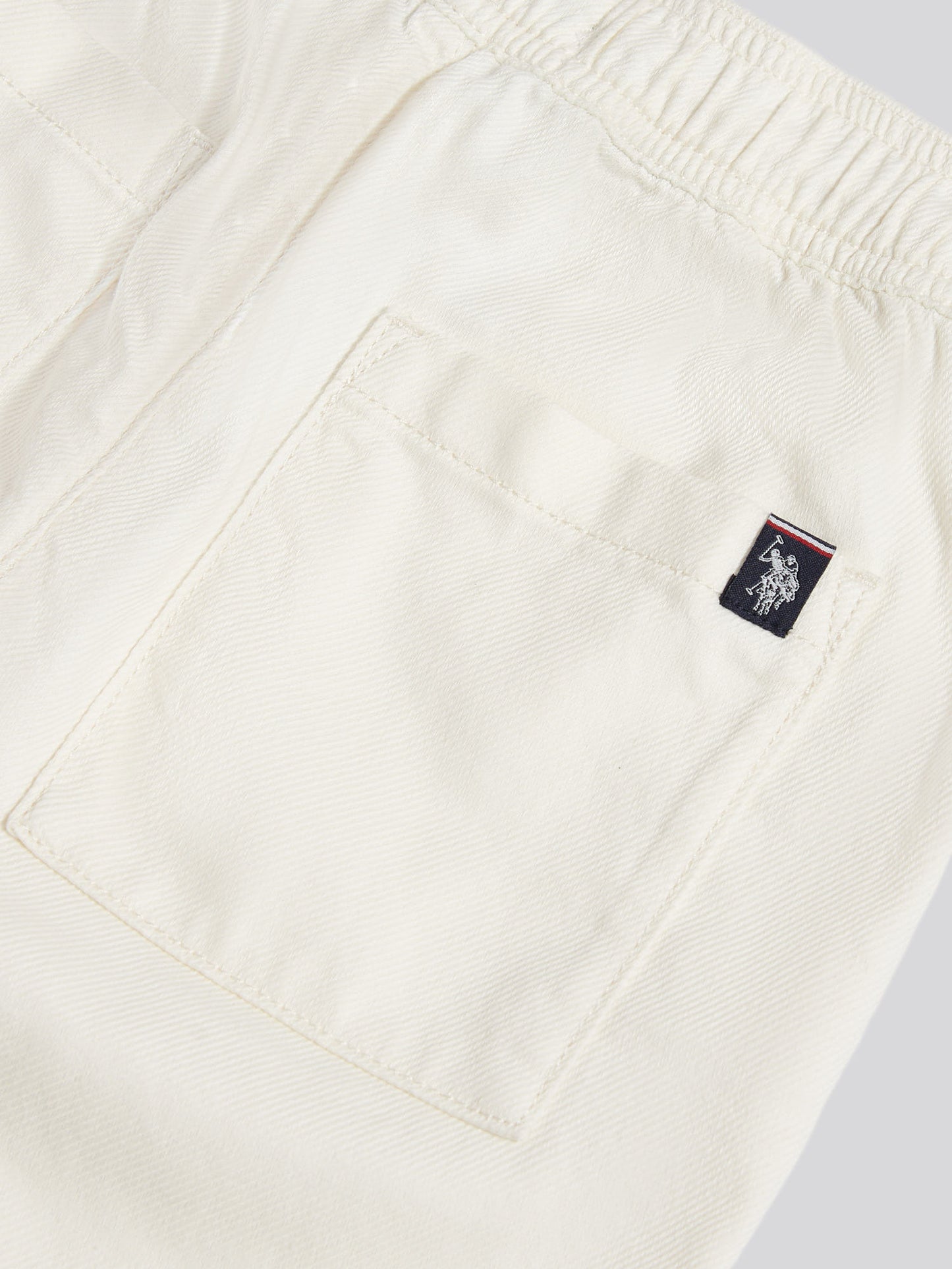 Boys Cotton Twill Drawstring Short in Whisper White