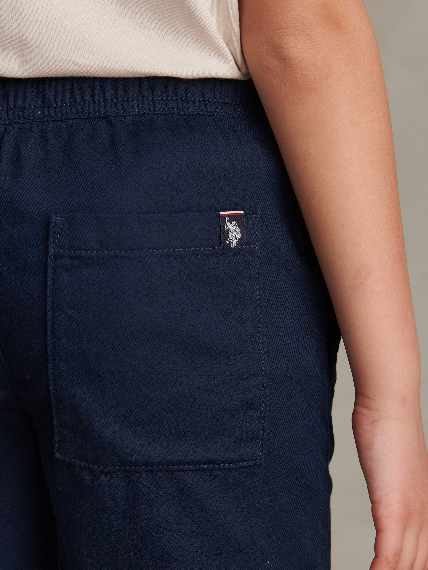 Boys Cotton Twill Drawstring Short in Dark Sapphire Navy