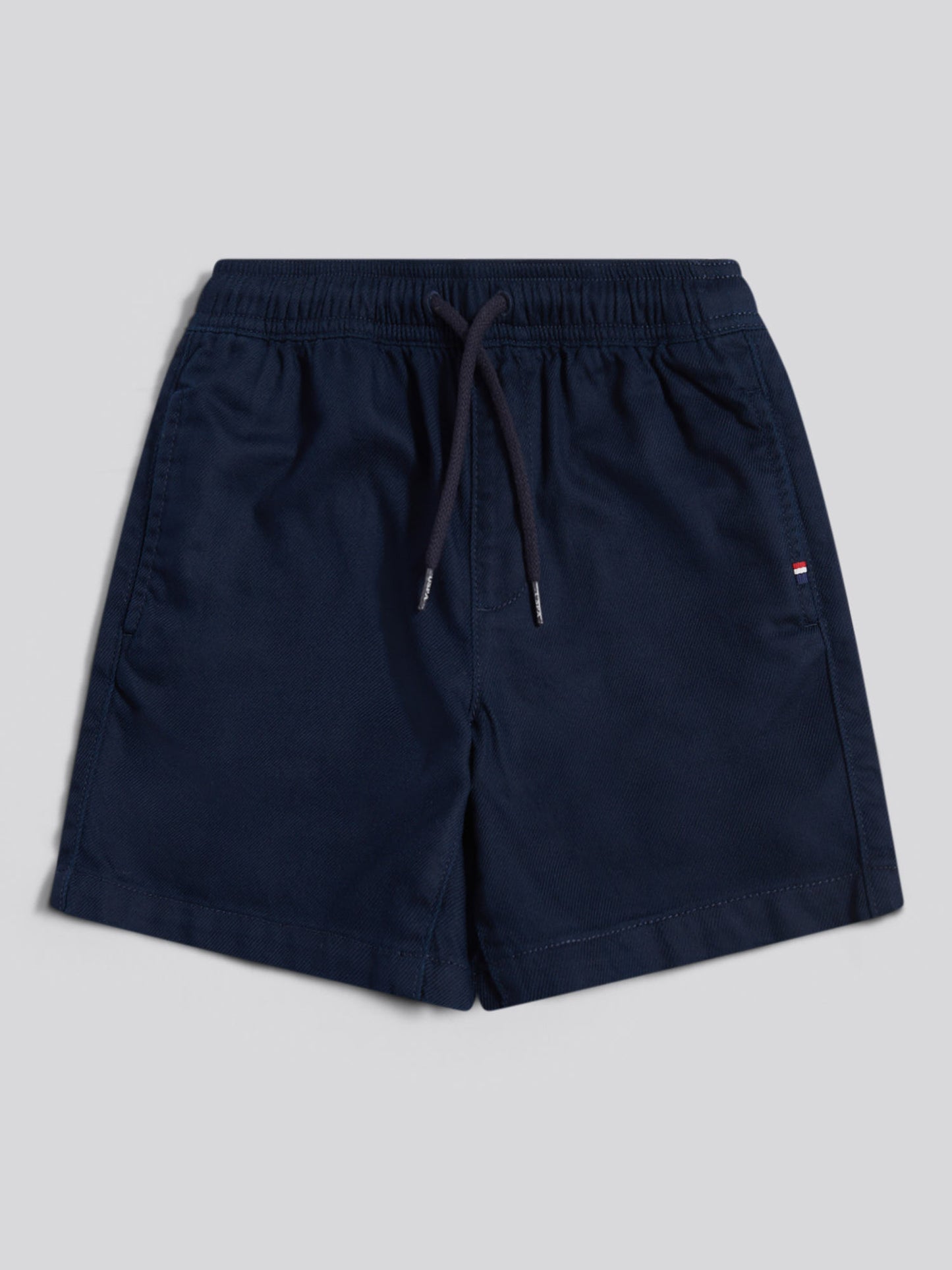 Boys Cotton Twill Drawstring Short in Dark Sapphire Navy