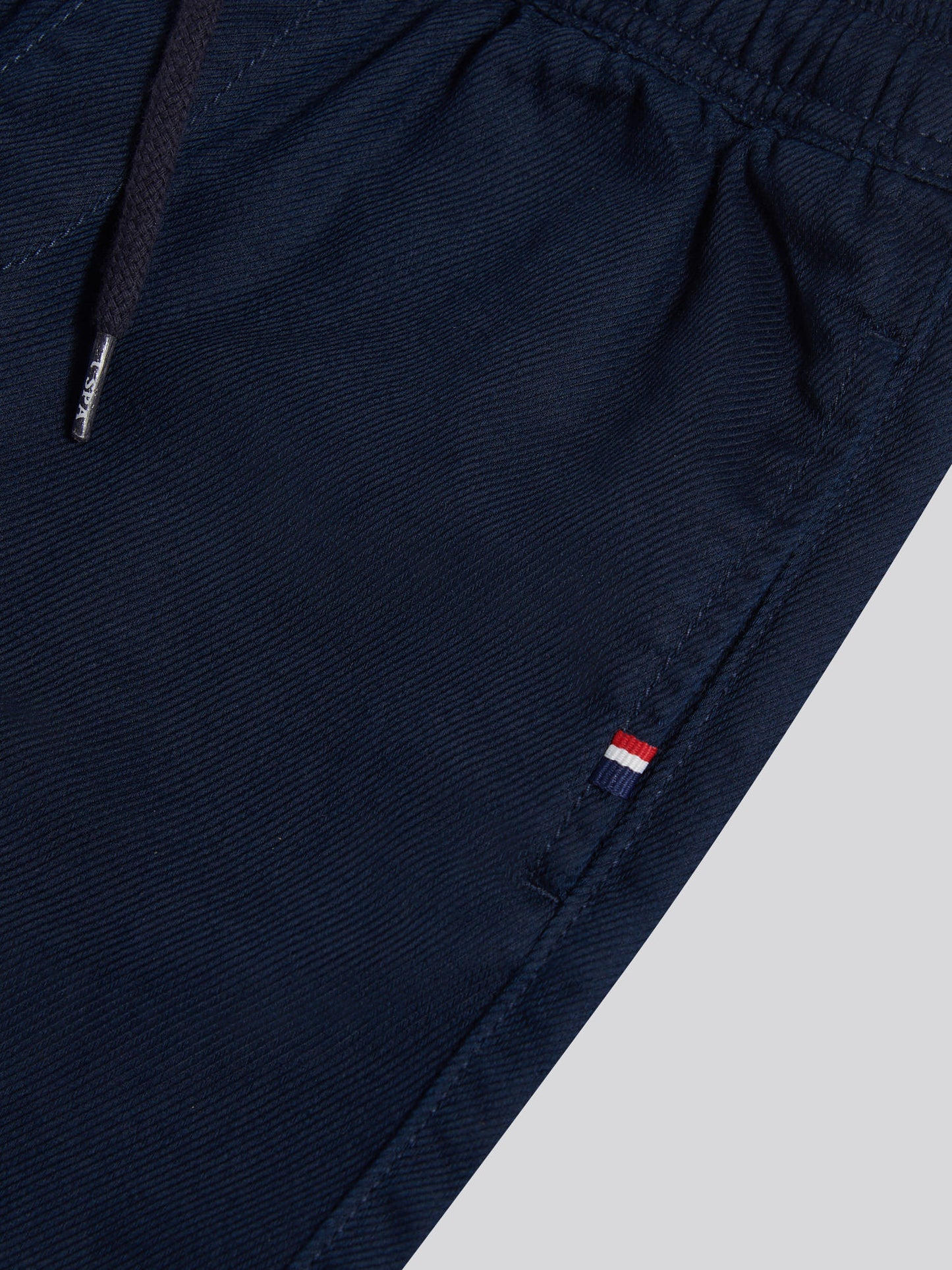 Boys Cotton Twill Drawstring Short in Dark Sapphire Navy