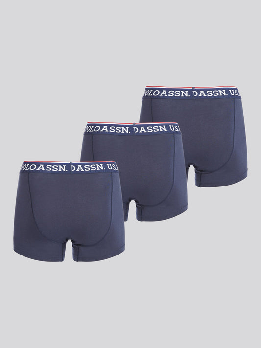Boys USPA Trunk 3 Pack in Dark Sapphire Navy / White DHM