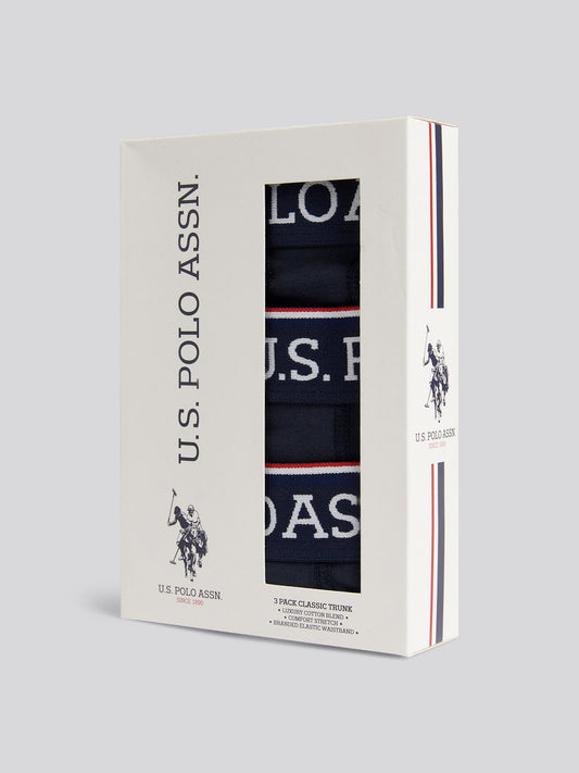 Boys USPA Trunk 3 Pack in Dark Sapphire Navy / White DHM