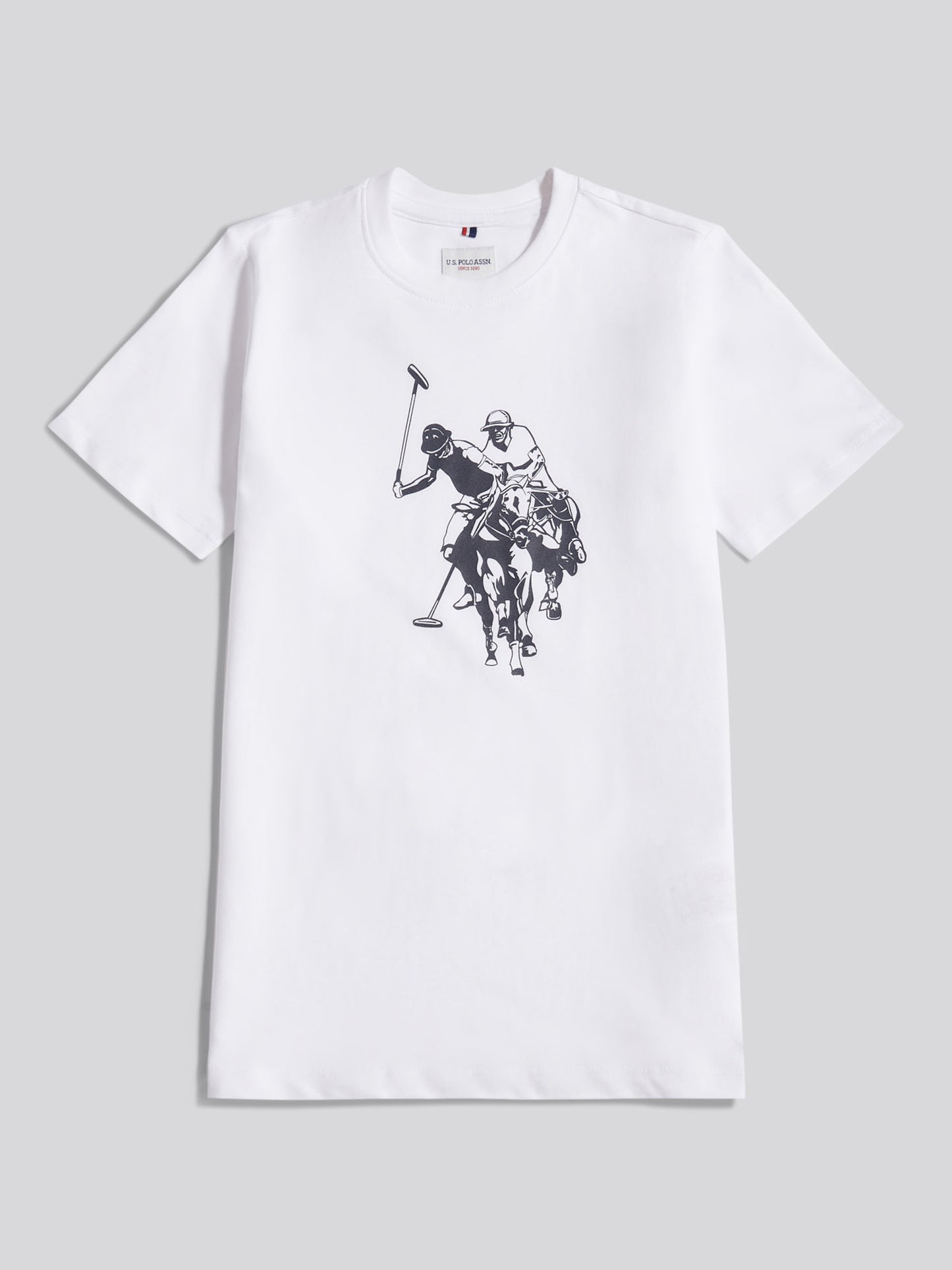 Boys Double Horsemen Graphic T-Shirt in Bright White