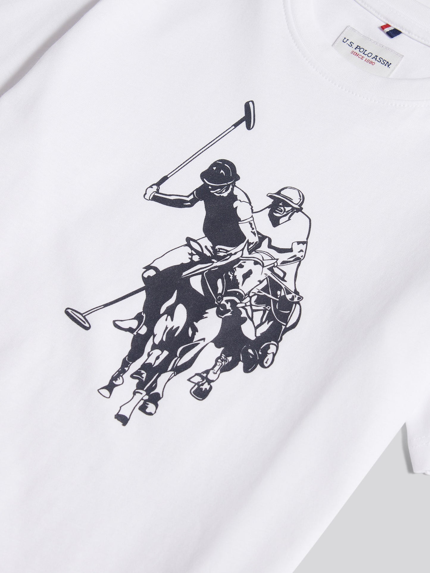 Boys Double Horsemen Graphic T-Shirt in Bright White