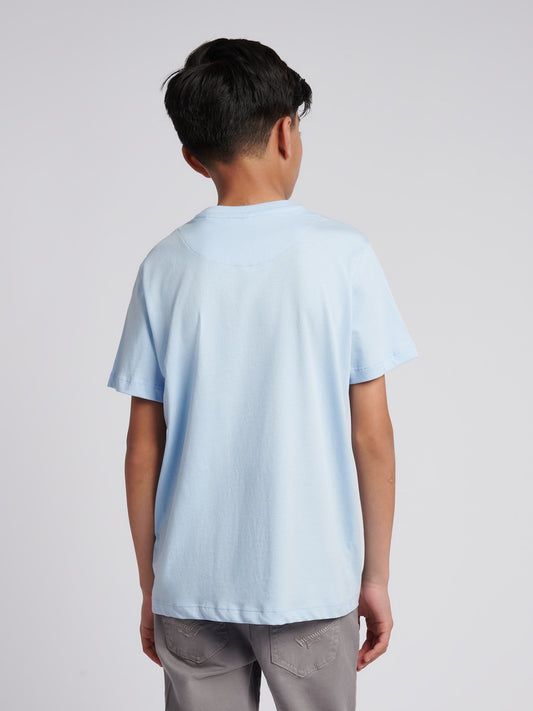 Boys Double Horsemen Graphic T-Shirt in Chambray Blue