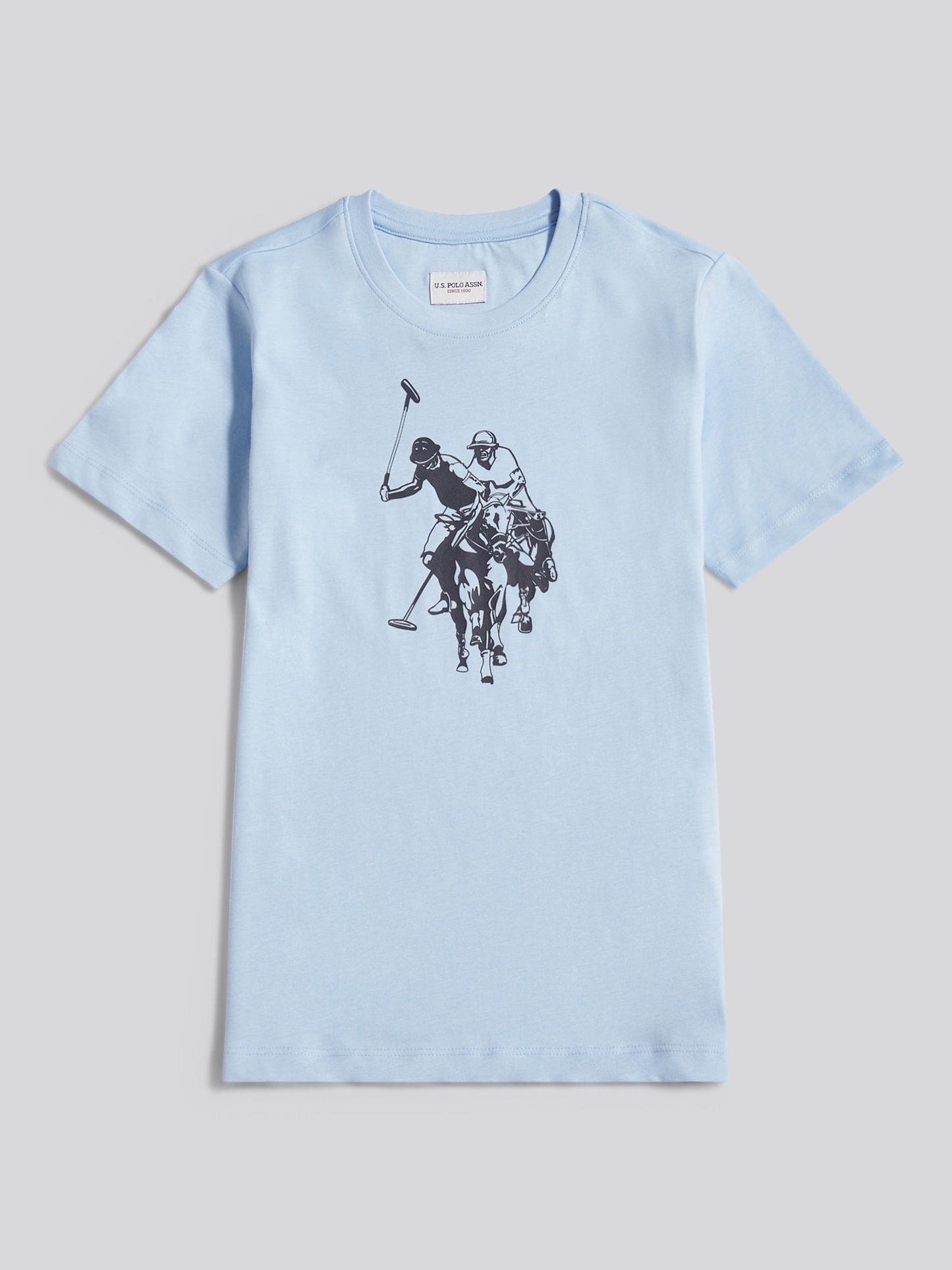 Boys Double Horsemen Graphic T-Shirt in Chambray Blue