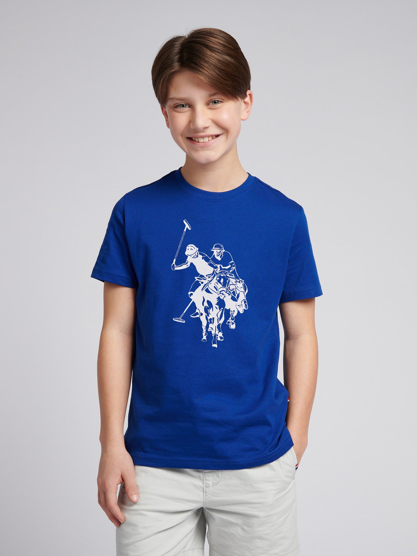 Boys Double Horsemen Graphic T-Shirt in Sodalite Blue