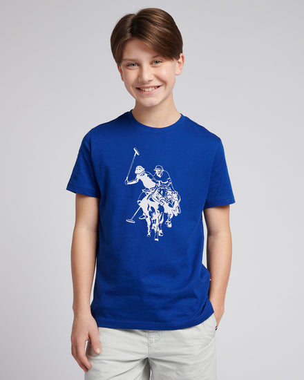 Boys Double Horsemen Graphic T-Shirt in Sodalite Blue