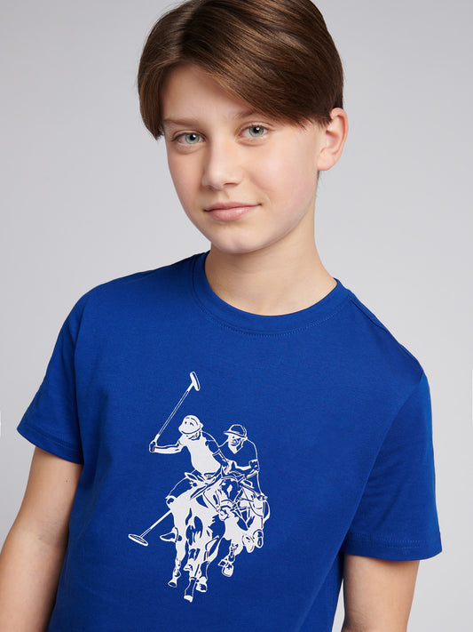 Boys Double Horsemen Graphic T-Shirt in Sodalite Blue