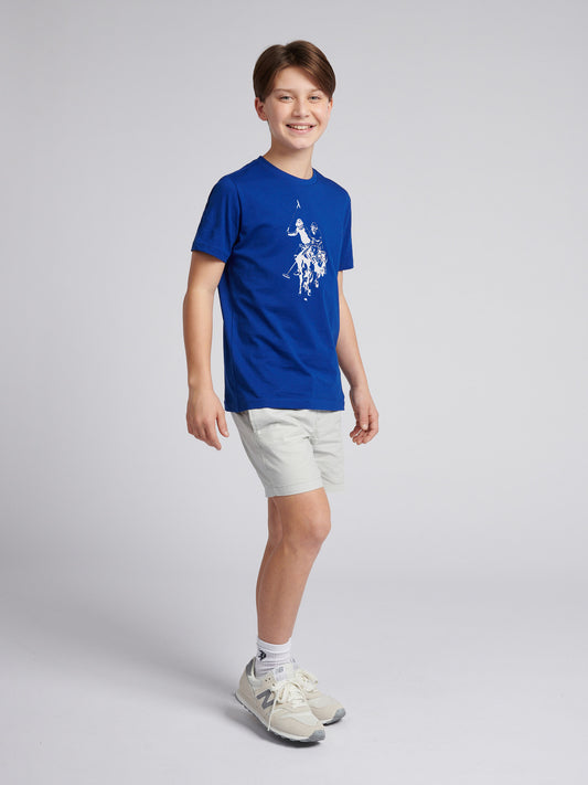 Boys Double Horsemen Graphic T-Shirt in Sodalite Blue