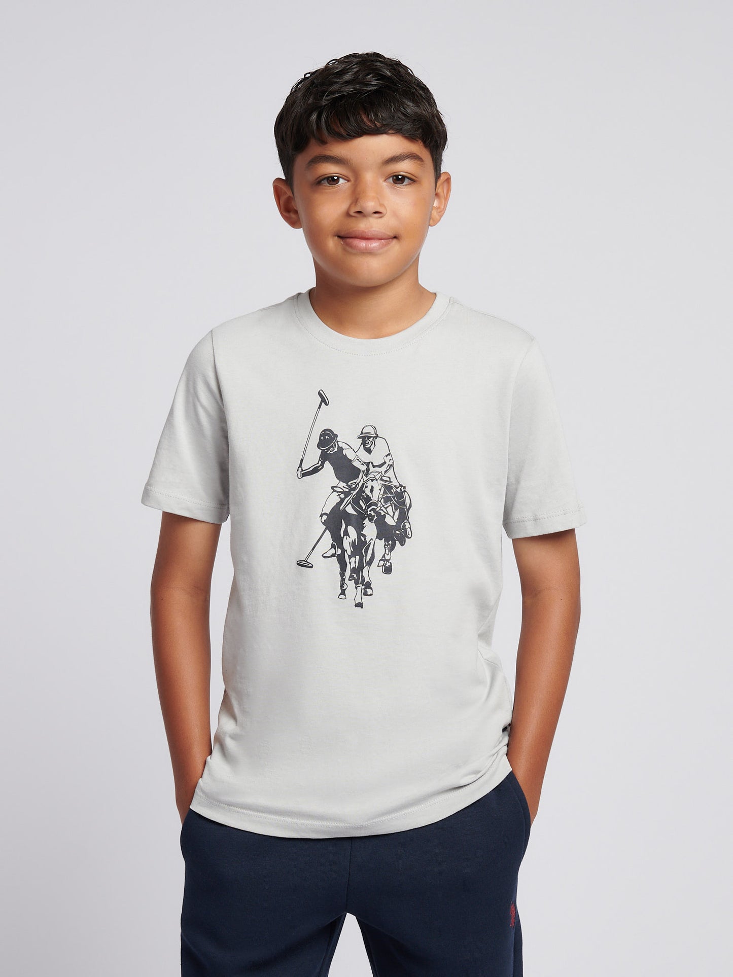 Boys Double Horsemen Graphic T-Shirt in High Rise