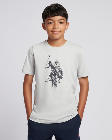 Boys Double Horsemen Graphic T-Shirt in High Rise