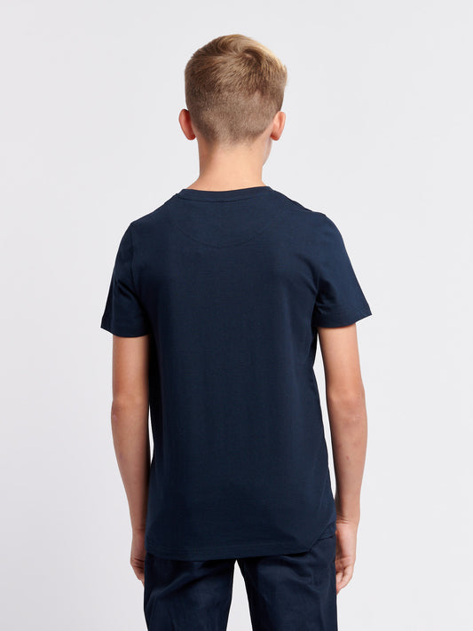 Boys Double Horsemen Graphic T-Shirt in Dark Sapphire Navy