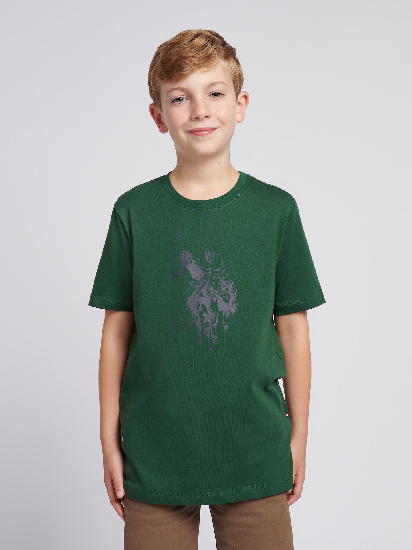 Boys Double Horsemen Graphic T-Shirt in Pineneedle
