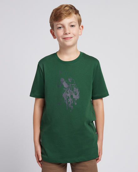 Boys Double Horsemen Graphic T-Shirt in Pineneedle