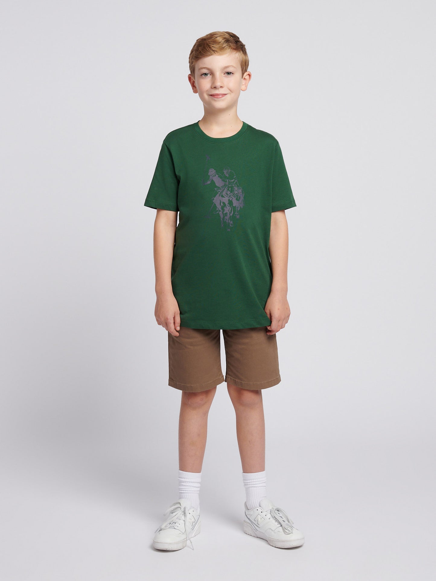 Boys Double Horsemen Graphic T-Shirt in Pineneedle