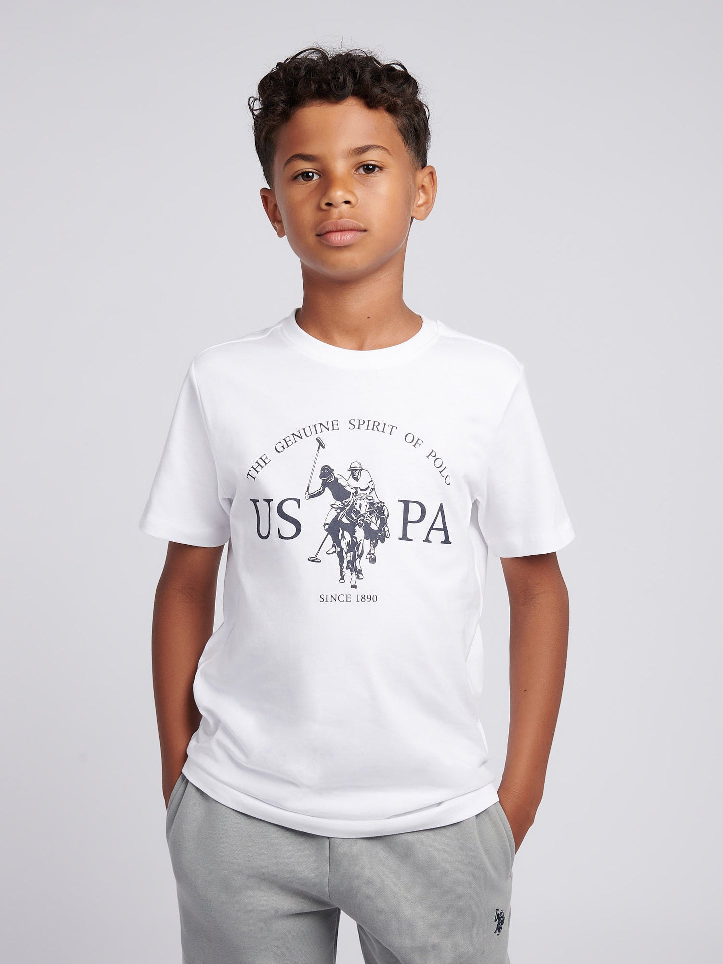 Boys USPA Print Graphic T-Shirt in Bright White