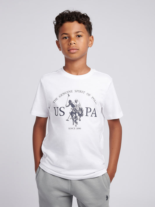 Boys USPA Print Graphic T-Shirt in Bright White