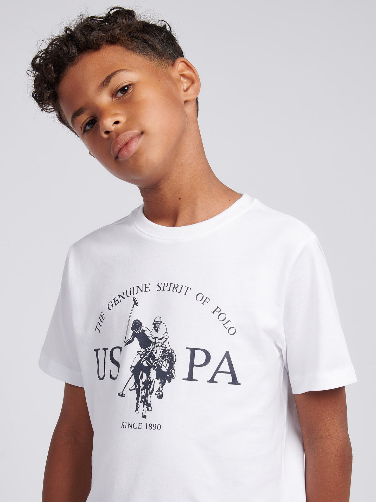 Boys USPA Print Graphic T-Shirt in Bright White
