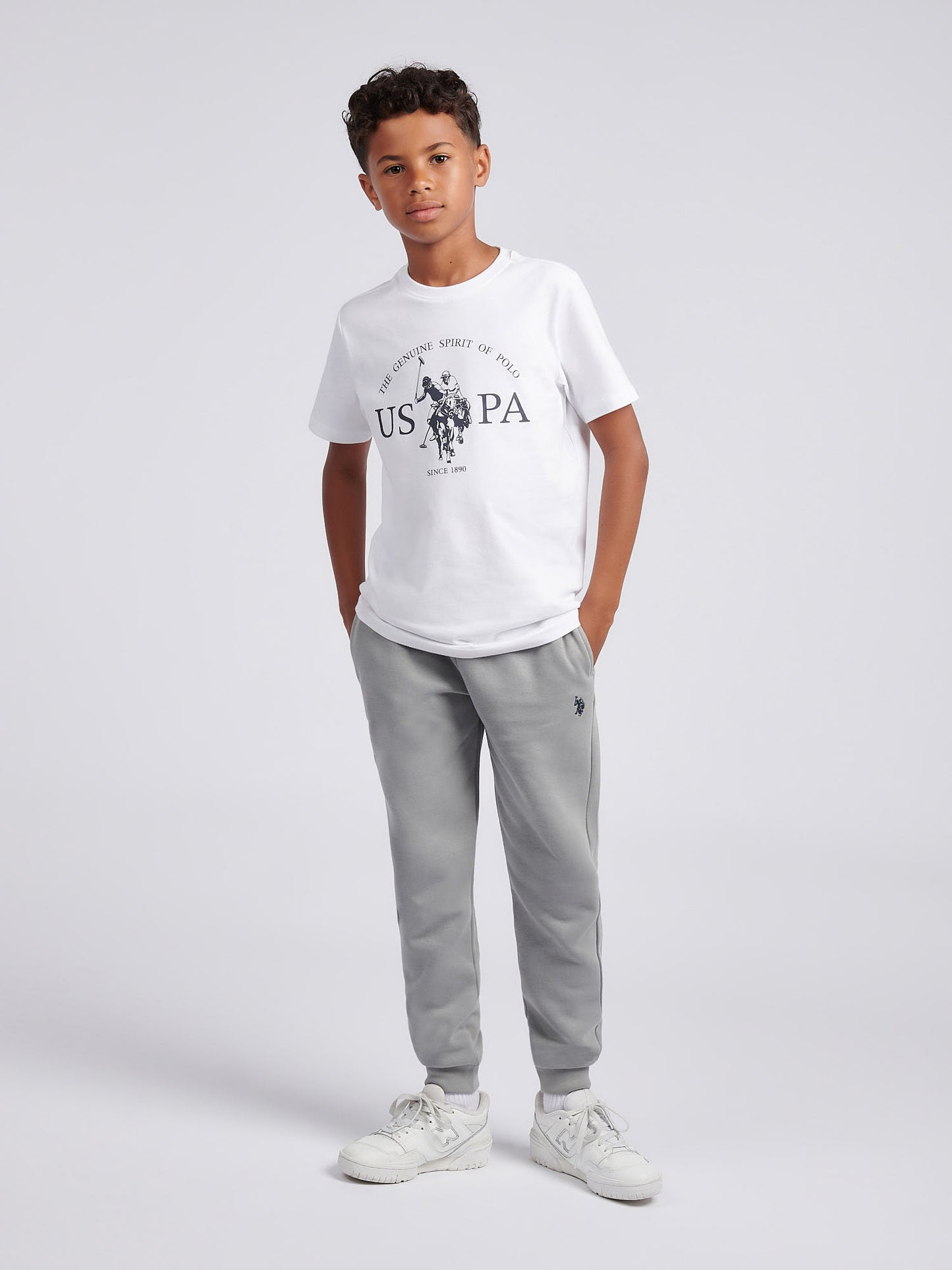 Boys USPA Print Graphic T-Shirt in Bright White
